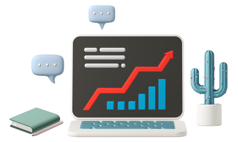 business-3d-laptop-at-workplace-showing-growth-chart