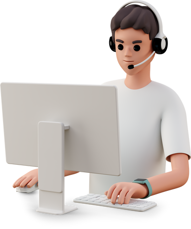 casual-life-3d-young-man-in-headset-using-computer